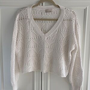 Be Cool White V-Neck Knit Sweater
